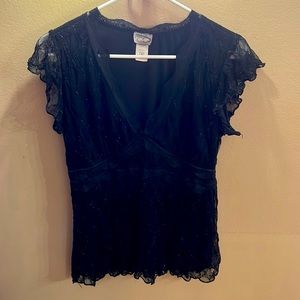 Rave Black lace sleeveless V-Neck Top